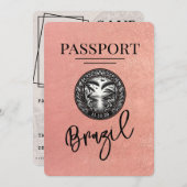 Roos Gold Brazilië Paspoort Bewaar de datum Save The Date (Voorkant / Achterkant)