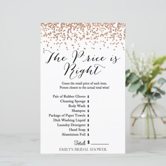 Roos Gold Brida Shower Game - Prijs is de juiste K (Staand voorkant)