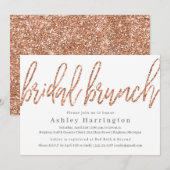 Roos Gold Bridal Brunch Uitnodiging tot Glitter (Voorkant / Achterkant)