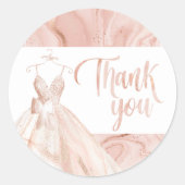 Roos Gold Bridal dress Shower - Hartelijk dank Ronde Sticker (Voorkant)