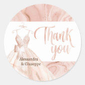 Roos Gold Bridal dress Shower - Hartelijk dank Ronde Sticker (Voorkant)