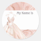 Roos Gold Bridal Dress Shownaam Ronde Sticker (Voorkant)
