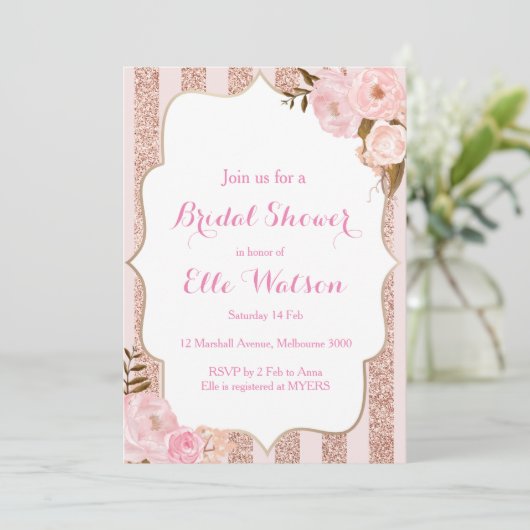 Roos Gold Bridal Shower Kaart (Staand voorkant)