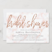Roos Gold Bridal Shower-uitnodiging met Glitter Kaart (Voorkant)