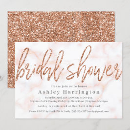 Roos Gold Bridal Shower-uitnodiging met Glitter Kaart