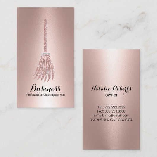 Roos Gold Broom Cleaning Service House  Visitekaartje (Voorkant / Achterkant)