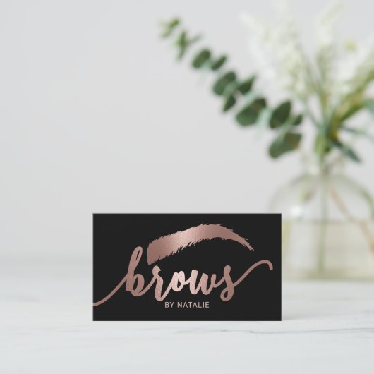 Roos Gold Brows Microblading Salon Typografie Visitekaartje (Staand voorkant)