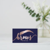 Roos Gold Brows Microblading Salon Typography Navy Visitekaartje (Staand voorkant)