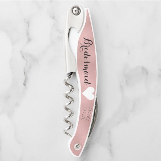 Roos Gold Bruids Party Girly Bruidsmeisje Heart Da Kurkentrekker (Voorkant)