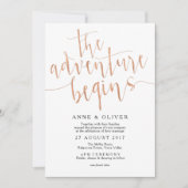 Roos Gold bruiloft uitnodiging Het avontuur begint (Voorkant)