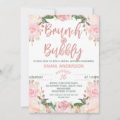 Roos Gold Brunch Bubbility Floral Bridal Kaart (Voorkant)