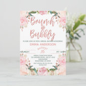 Roos Gold Brunch Bubbility Floral Bridal Kaart (Staand voorkant)
