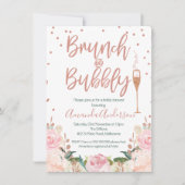 Roos Gold Brunch Bubble Bridal Shower Invitations Kaart (Voorkant)