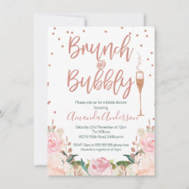 Roos Gold Brunch Bubble Bridal Shower Invitations Kaart