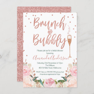 Roos Gold Brunch Bubble Bridal Shower Invitations Kaart