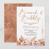 Roos Gold Brunch Bubbly Boho Vrijgezellenfeest Kaart (Voorkant / Achterkant)