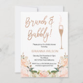 Roos Gold Brunch Bubbly Bruids Douche Uitnodiging (Voorkant)