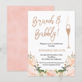 Roos Gold Brunch Bubbly Bruids Douche Uitnodiging