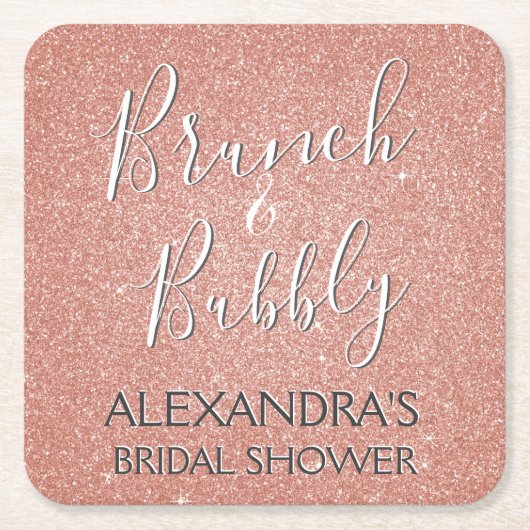 Roos Gold Brunch & Bubbly Vrijgezellenfeest Kartonnen Onderzetters (Voorkant)
