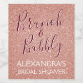 Roos Gold Brunch & Bubbly Vrijgezellenfeest Wijn Etiket (Enkel label)