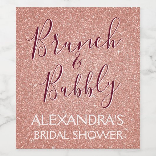 Roos Gold Brunch & Bubbly Vrijgezellenfeest Wijn Etiket (Enkel label)