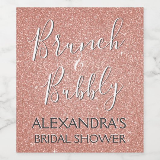 Roos Gold Brunch & Bubbly Vrijgezellenfeest Wijn Etiket (Enkel label)