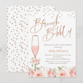 Roos Gold Brunch Bubely Floral Vrijgezellenfeest Kaart (Voorkant / Achterkant)