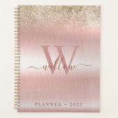Roos Gold Brush Metal Gold Glitter Planner (Voorkant)