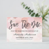 Roos Gold Brush Script 18e verjaardag Save The Date (Staand voorkant)