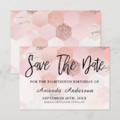 Roos Gold Brush Script 18e verjaardag Save The Date (Voorkant / Achterkant)