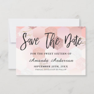 Roos Gold Brush Script Sweet 16 Save The Date