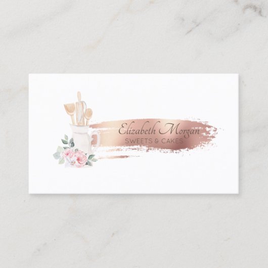Roos Gold Brush Streke Bakery Pastry Hand Tools Visitekaartje (Voorkant)