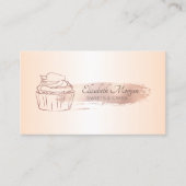 Roos Gold Brush Stroke Glitter Cupcake Visitekaartje (Voorkant)