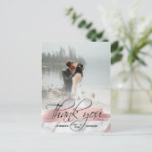 Roos Gold Brush Stroke Weddenschap Hartelijk dank  Briefkaart (Staand voorkant)