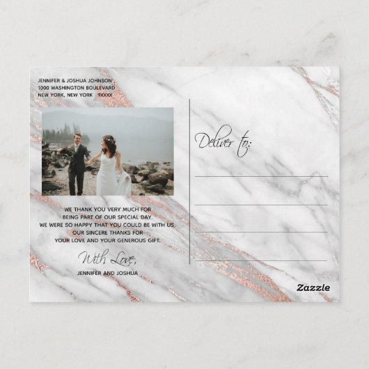 Roos Gold Brush Stroke Weddenschap Hartelijk dank  Briefkaart (Achterkant)