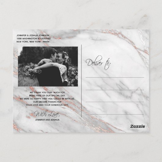 Roos Gold Brush Stroke Weddenschap Hartelijk dank  Briefkaart (Achterkant)