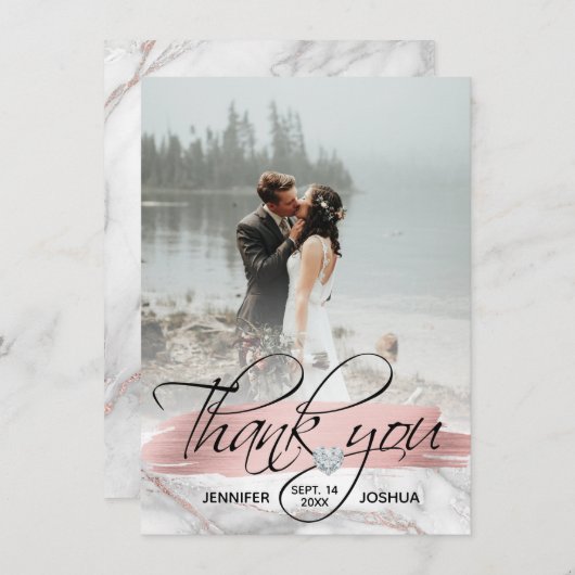 Roos Gold Brush Stroke Weddenschap Hartelijk dank Kaart (Voorkant / Achterkant)