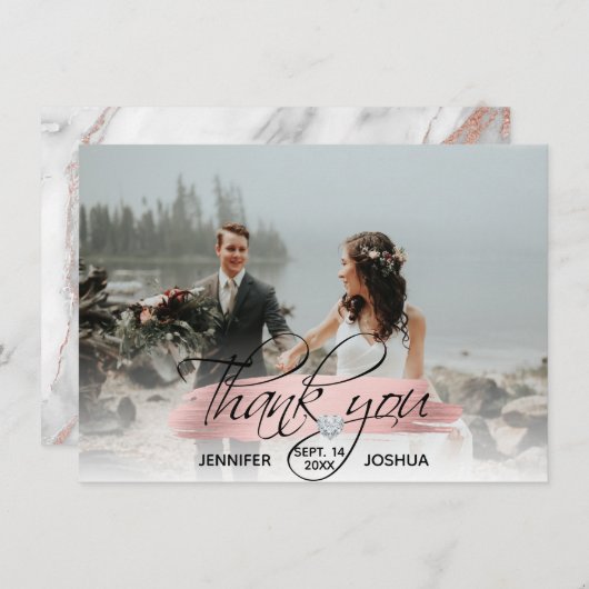 Roos Gold Brush Stroke Weddenschap Hartelijk dank  Kaart (Voorkant / Achterkant)