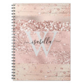 Roos Gold Brush Strokes Glitter Script Monogram nr Notitieboek (Voorkant)