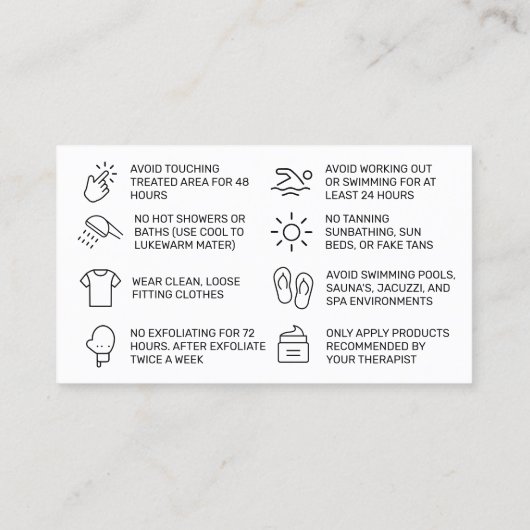 Roos Gold Brush Waxing Aftercare Card Visitekaartje (Achterkant)