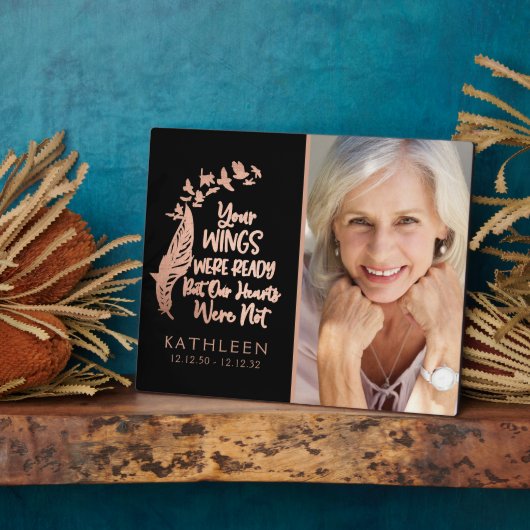 Roos Gold Brushed Metal Family Memorial Fotoplaat (Zijkant)