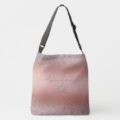 Roos Gold Brushed Metal Glitter Monogram | Crossbody Tas (Achterkant)