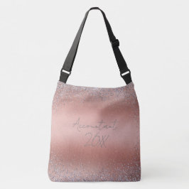 Roos Gold Brushed Metal Glitter Monogram | Crossbody Tas