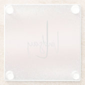 Roos Gold Brushed Metal Glitter Monogram | Glazen Onderzetter (Achterkant)