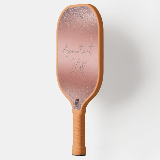Roos Gold Brushed Metal Glitter Monogram | Pickleball Paddle (Links)