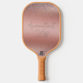 Roos Gold Brushed Metal Glitter Monogram | Pickleball Paddle (Voorkant)