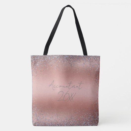 Roos Gold Brushed Metal Glitter Monogram | Tote Bag (Voorkant)
