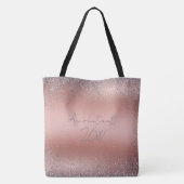 Roos Gold Brushed Metal Glitter Monogram | Tote Bag (Achterkant)