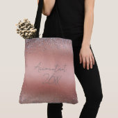 Roos Gold Brushed Metal Glitter Monogram | Tote Bag (Dichtbij)