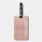 Roos Gold Brushed Metal Monogram Name Script Bagagelabel (Achterkant verticaal)